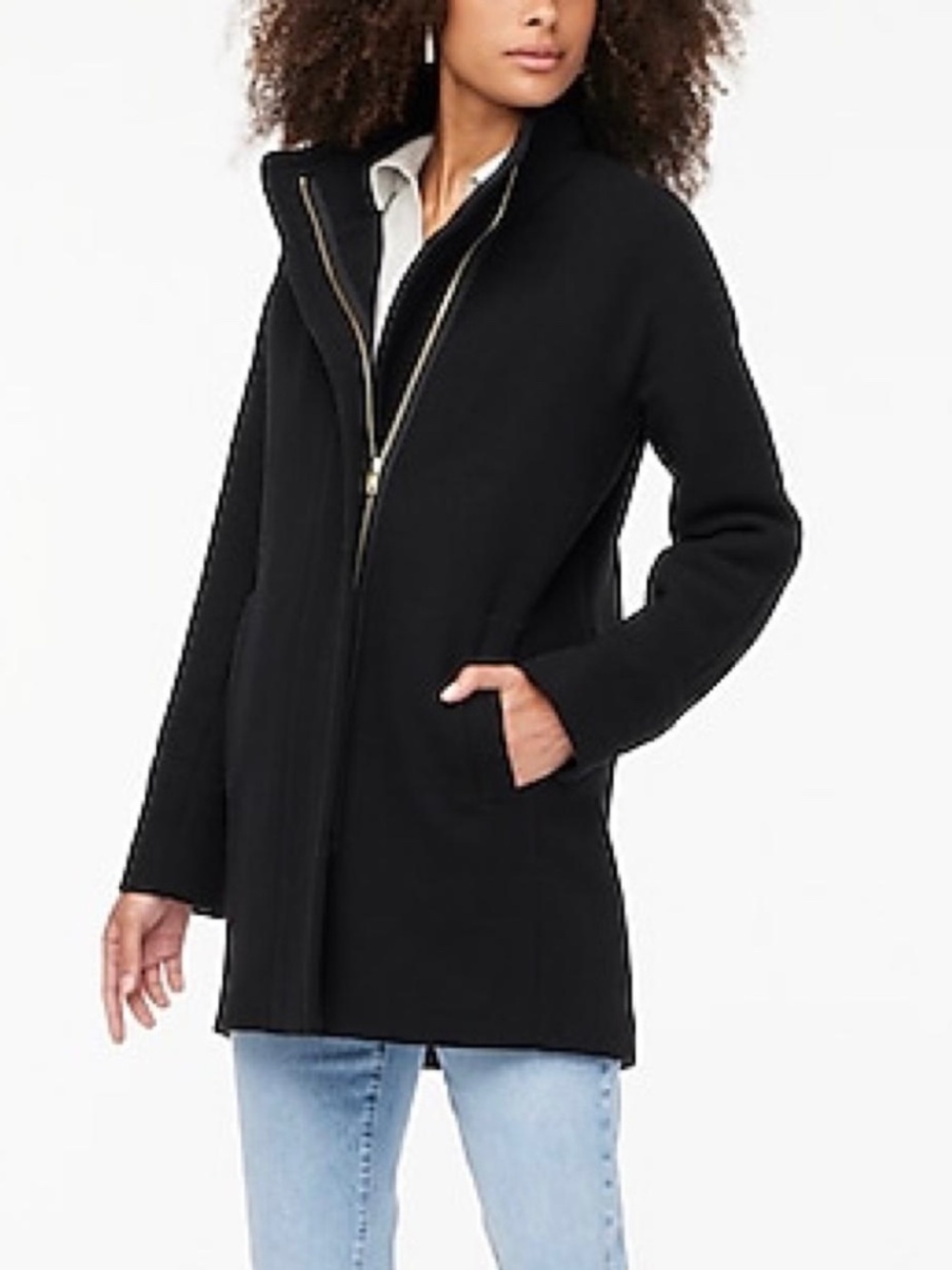 J. Crew Factory Black City Coat Wool Blend